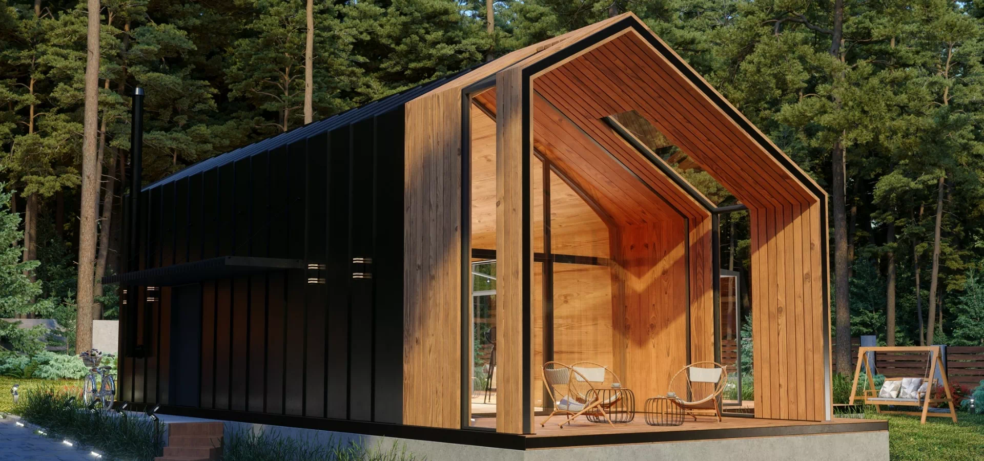 nowoczesny drewniany dom